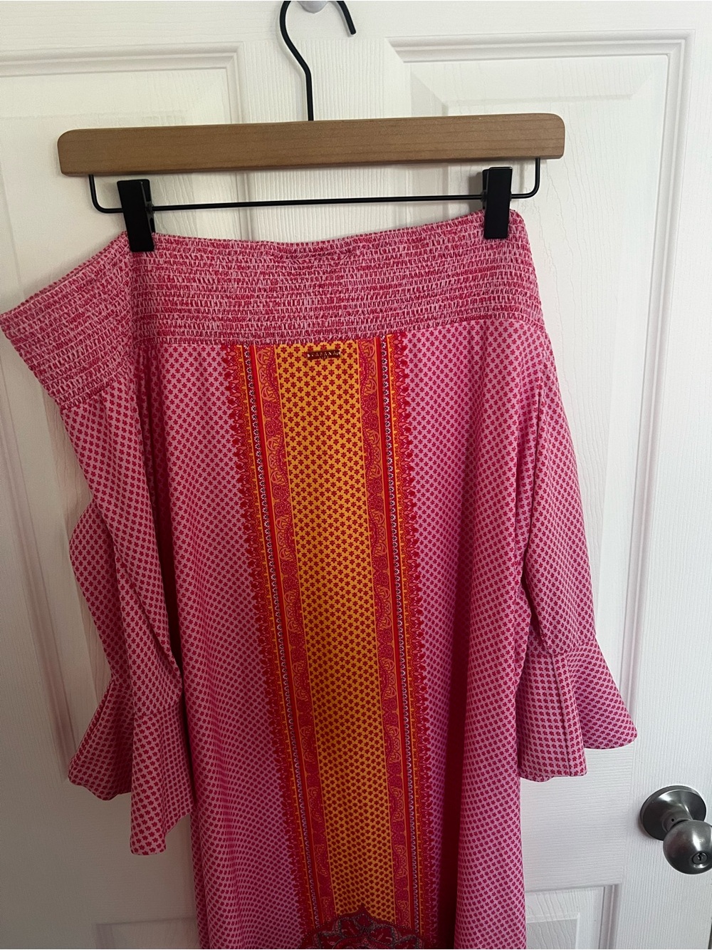 Cabana Life Pink and Orange Off-Shoulder Mini Dress - Picture 13 of 15